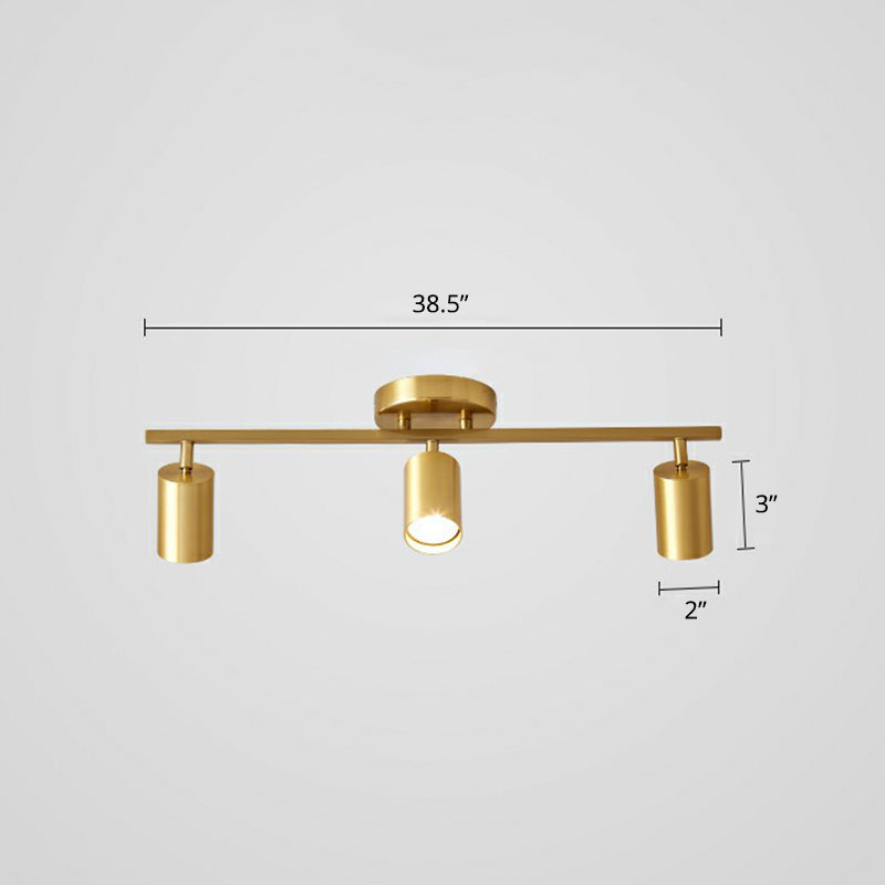 Minimalistic Spotlight Led Flush Ceiling Light Gold Tubular Track Light with Metal Shade Clearhalo 'Ceiling Lights' 'Close To Ceiling Lights' 'Close to ceiling' 'Semi-flushmount' Lighting' 2311566