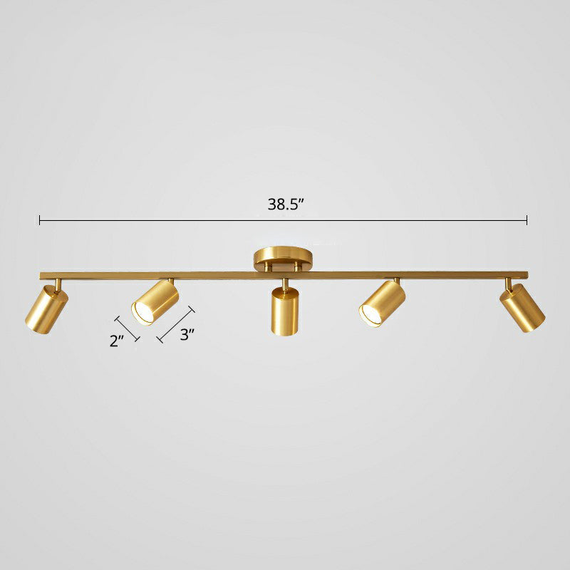Minimalistic Spotlight Led Flush Ceiling Light Gold Tubular Track Light with Metal Shade 5 Gold Clearhalo 'Ceiling Lights' 'Close To Ceiling Lights' 'Close to ceiling' 'Semi-flushmount' Lighting' 2311568