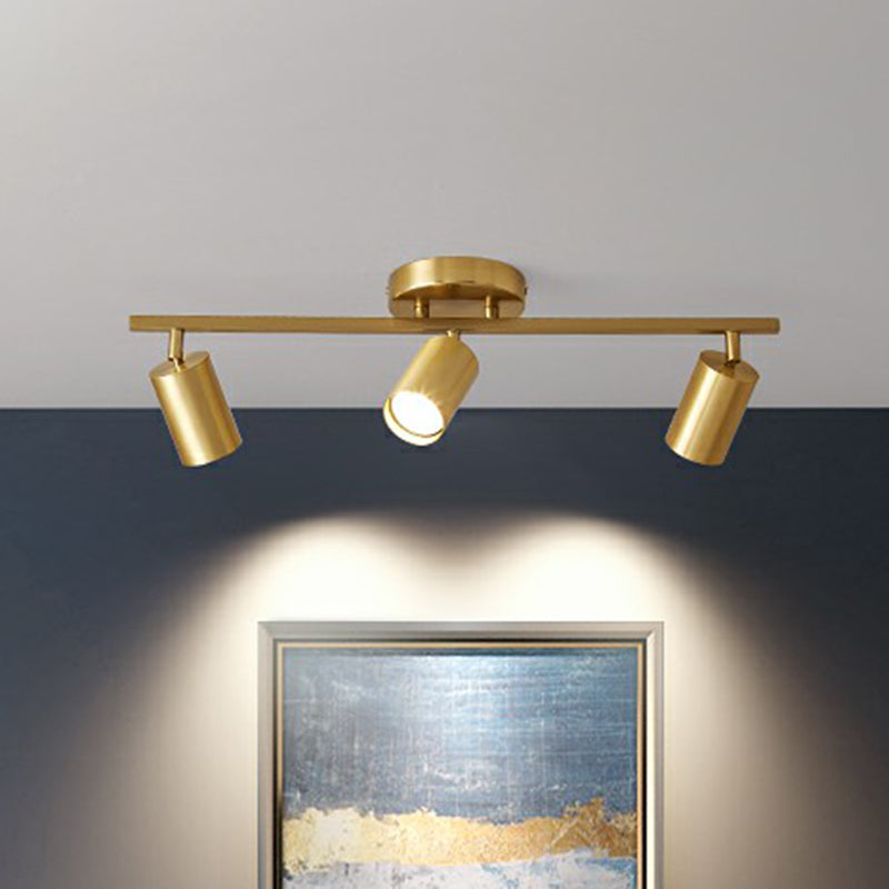 Minimalistic Spotlight Led Flush Ceiling Light Gold Tubular Track Light with Metal Shade Clearhalo 'Ceiling Lights' 'Close To Ceiling Lights' 'Close to ceiling' 'Semi-flushmount' Lighting' 2311569