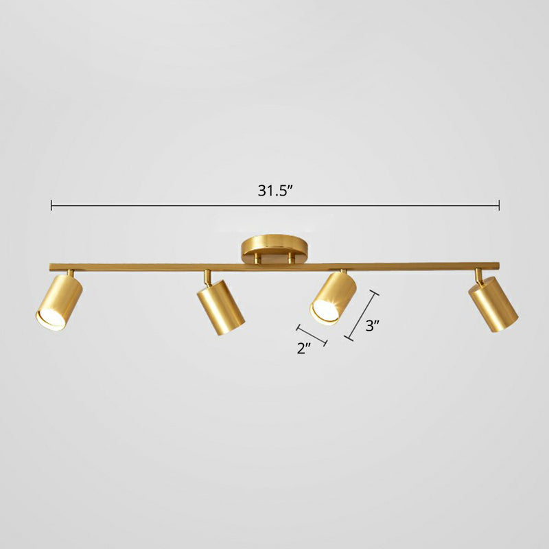 Minimalistic Spotlight Led Flush Ceiling Light Gold Tubular Track Light with Metal Shade 4 Gold Clearhalo 'Ceiling Lights' 'Close To Ceiling Lights' 'Close to ceiling' 'Semi-flushmount' Lighting' 2311570