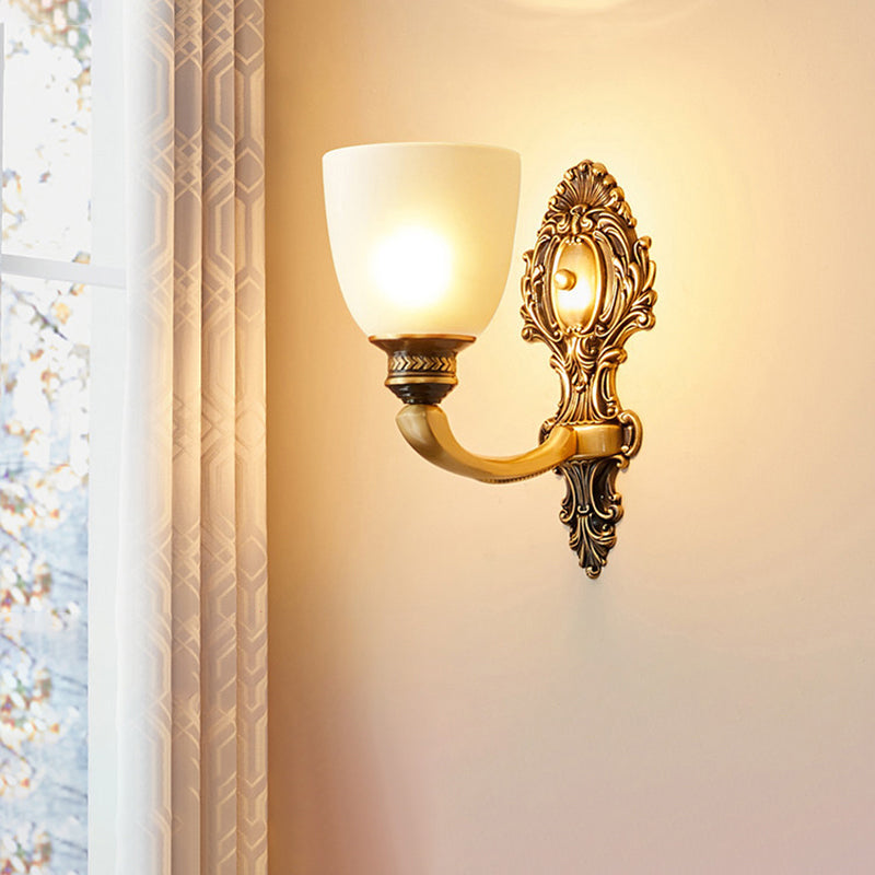 Glass Cup Wall Mount Lamp Traditional Single-Bulb Dining Room Wall Lighting Fixture Clearhalo 'Wall Lamps & Sconces' 'Wall Lights' Lighting' 2311611