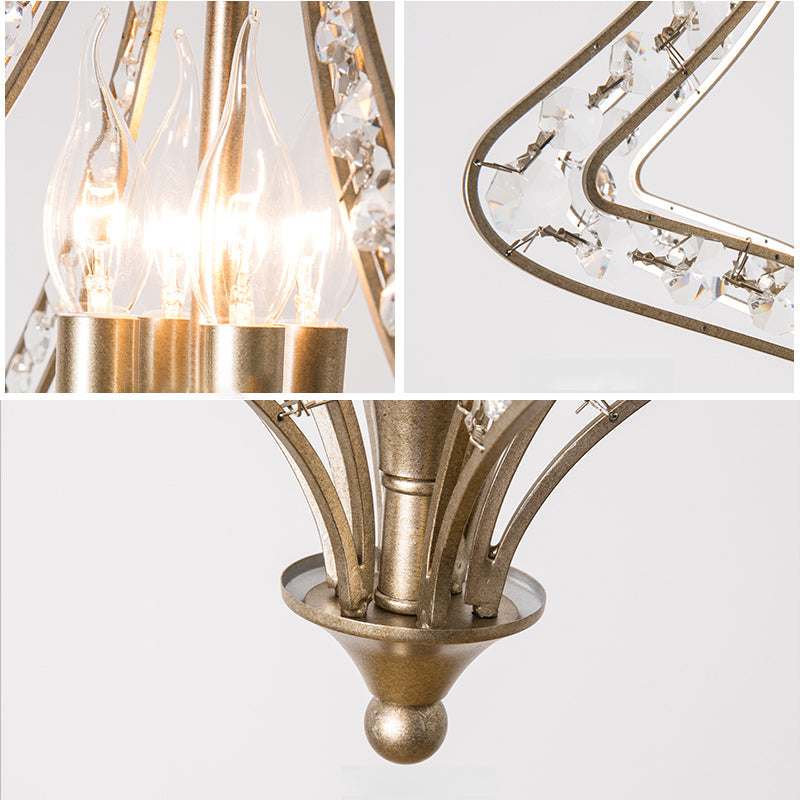Crystal Diamond Chandelier Pendant Light Minimalist 4-Head Living Room Hanging Lamp in Silver Clearhalo 'Ceiling Lights' 'Chandeliers' Lighting' options 2312027