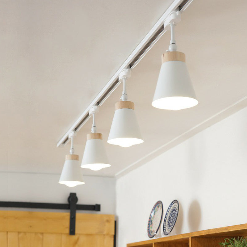 Living Room Semi Flush Mount Lamp Nordic Style Spotlight Track Light with Cone Metal Shade Clearhalo 'Ceiling Lights' 'Close To Ceiling Lights' 'Close to ceiling' 'Semi-flushmount' Lighting' 2312058