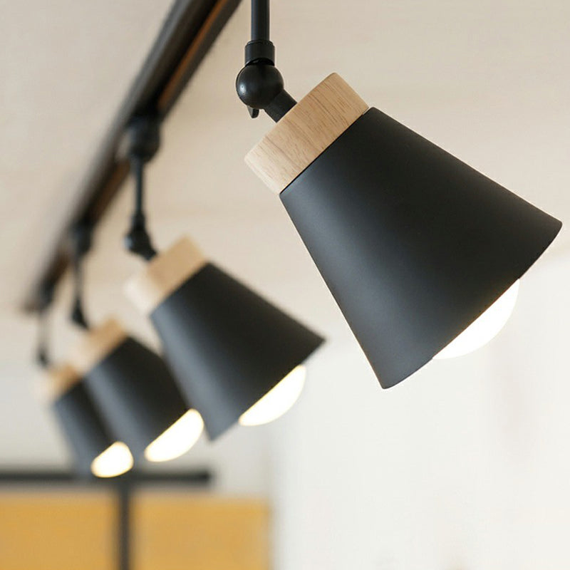 Living Room Semi Flush Mount Lamp Nordic Style Spotlight Track Light with Cone Metal Shade Clearhalo 'Ceiling Lights' 'Close To Ceiling Lights' 'Close to ceiling' 'Semi-flushmount' Lighting' 2312060