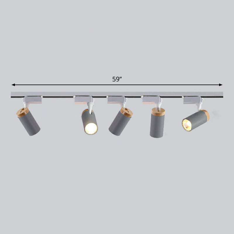 Tube Shaped LED Track Lamp Minimalist Metal Bedroom Semi-Flush Mount Ceiling Light 5 Grey Clearhalo 'Ceiling Lights' 'Close To Ceiling Lights' 'Close to ceiling' 'Semi-flushmount' Lighting' 2312068