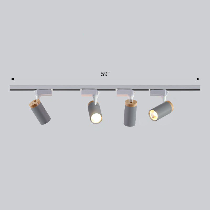 Tube Shaped LED Track Lamp Minimalist Metal Bedroom Semi-Flush Mount Ceiling Light 4 Grey Clearhalo 'Ceiling Lights' 'Close To Ceiling Lights' 'Close to ceiling' 'Semi-flushmount' Lighting' 2312076