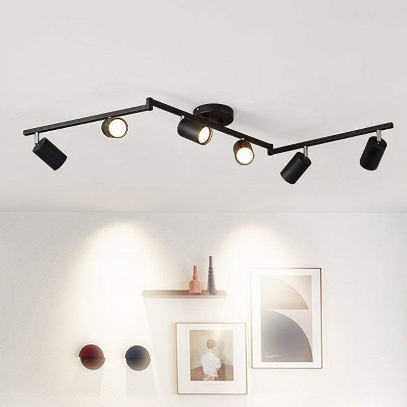 Tubular Metal Flush Mount Lighting Fixture Nordic Style 6-Light Ceiling Spotlight for Living Room Clearhalo 'Ceiling Lights' 'Close To Ceiling Lights' 'Close to ceiling' 'Semi-flushmount' Lighting' 2312104