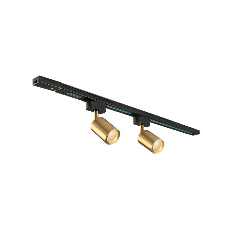 Tube LED Spotlight Track Lighting Postmodern Metal Black and Gold Semi-Flush Ceiling Light 2 Gold Warm Clearhalo 'Ceiling Lights' 'Close To Ceiling Lights' 'Close to ceiling' 'Semi-flushmount' Lighting' 2312113