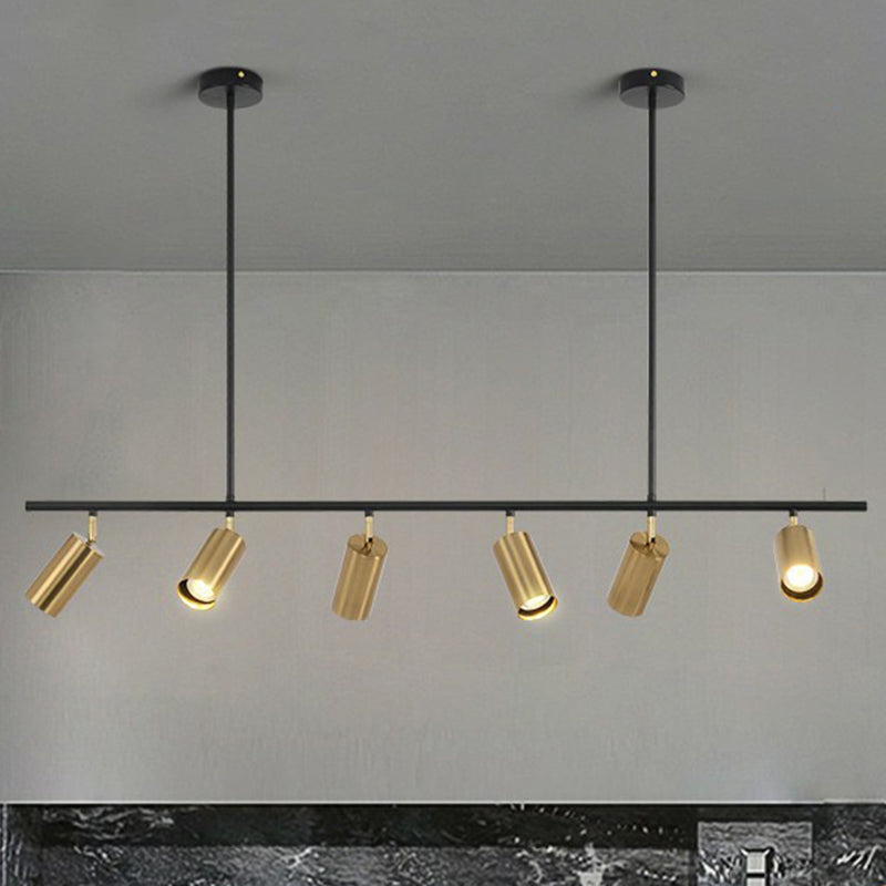 Electroplated Gold Tube Spotlight Postmodern Metal Island Ceiling Light for Dining Room Clearhalo 'Ceiling Lights' 'Island Lights' Lighting' 2312171