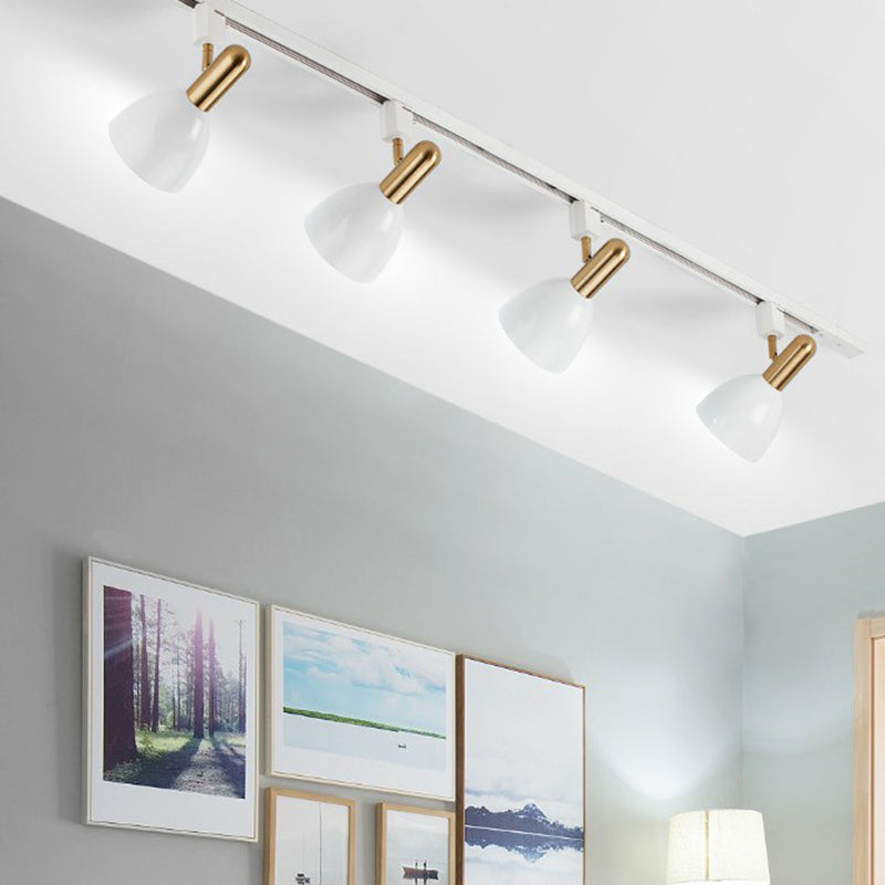 Metal Bell Semi Flush Tracklight Macaron Style Flush Mount Spotlight for Living Room Clearhalo 'Ceiling Lights' 'Close To Ceiling Lights' 'Close to ceiling' 'Semi-flushmount' Lighting' 2312192