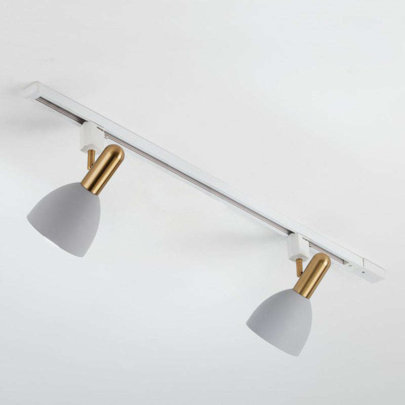 Metal Bell Semi Flush Tracklight Macaron Style Flush Mount Spotlight for Living Room 2 Grey Clearhalo 'Ceiling Lights' 'Close To Ceiling Lights' 'Close to ceiling' 'Semi-flushmount' Lighting' 2312193