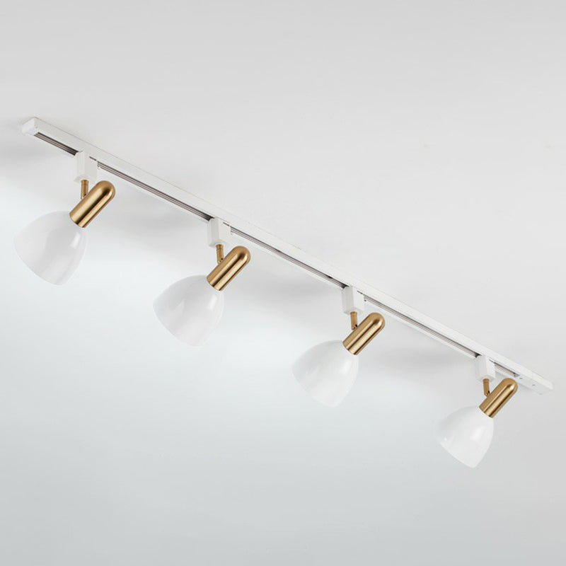 Metal Bell Semi Flush Tracklight Macaron Style Flush Mount Spotlight for Living Room 4 White Clearhalo 'Ceiling Lights' 'Close To Ceiling Lights' 'Close to ceiling' 'Semi-flushmount' Lighting' 2312194