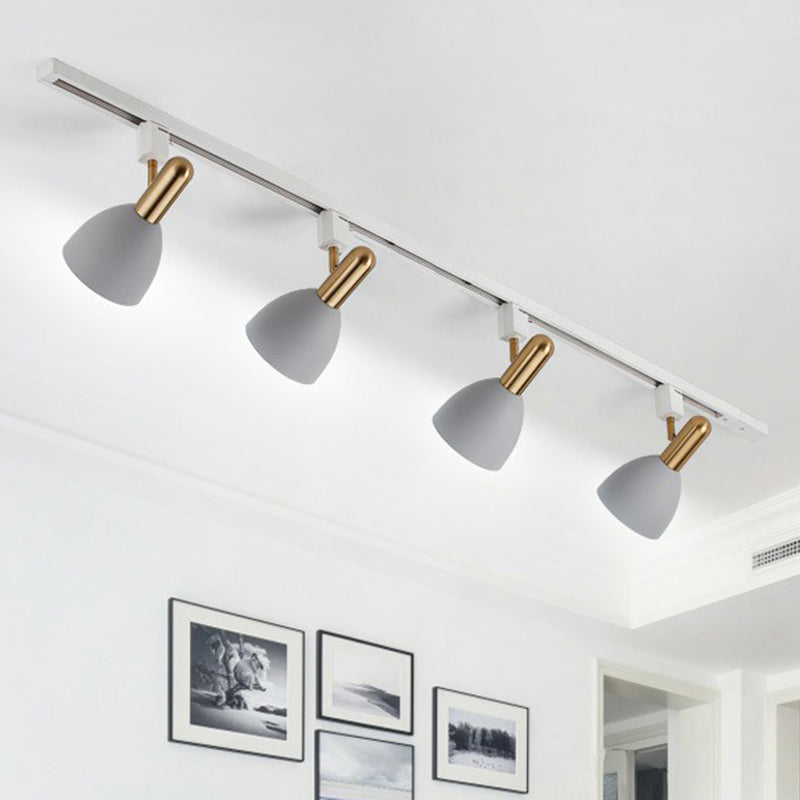 Metal Bell Semi Flush Tracklight Macaron Style Flush Mount Spotlight for Living Room Clearhalo 'Ceiling Lights' 'Close To Ceiling Lights' 'Close to ceiling' 'Semi-flushmount' Lighting' 2312195