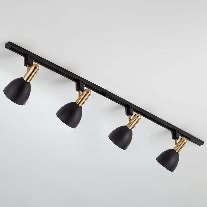 Metal Bell Semi Flush Tracklight Macaron Style Flush Mount Spotlight for Living Room 4 Black Clearhalo 'Ceiling Lights' 'Close To Ceiling Lights' 'Close to ceiling' 'Semi-flushmount' Lighting' 2312210