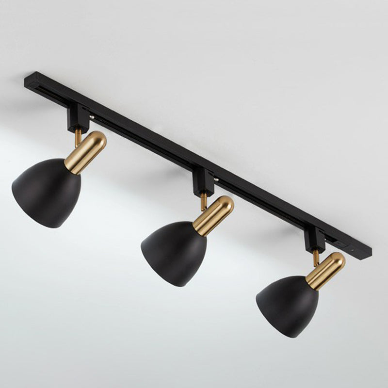 Metal Bell Semi Flush Tracklight Macaron Style Flush Mount Spotlight for Living Room 2 Black Clearhalo 'Ceiling Lights' 'Close To Ceiling Lights' 'Close to ceiling' 'Semi-flushmount' Lighting' 2312211