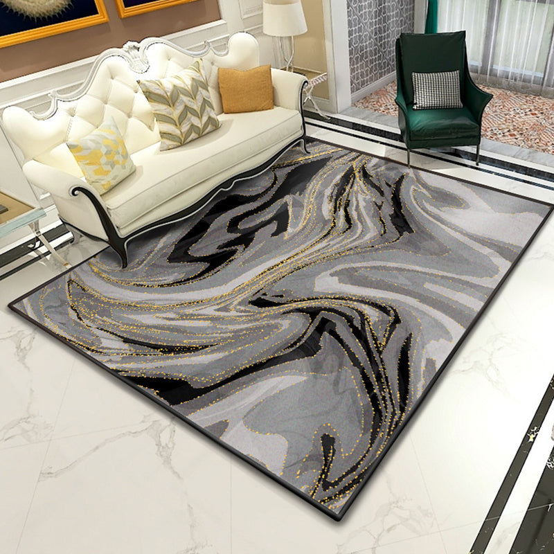 Modern Abstract Lava Print Rug Multi-Colored Modern Carpet Polypropylene Stain Resistant Non-Slip Backing Machine Washable Rug for Home Smoke Gray Clearhalo 'Area Rug' 'Modern' 'Rugs' Rug' 2317065