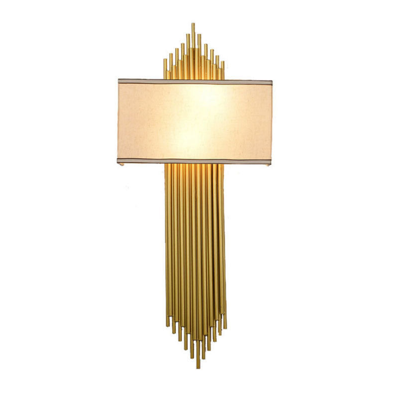 Modern Rectangle Wall Light 2 Heads Fabric Shade Wall Sconce in Black/White/Flaxen for Living Room, 14"/16" Wide Clearhalo 'Wall Lamps & Sconces' 'Wall Lights' Lighting' 231756