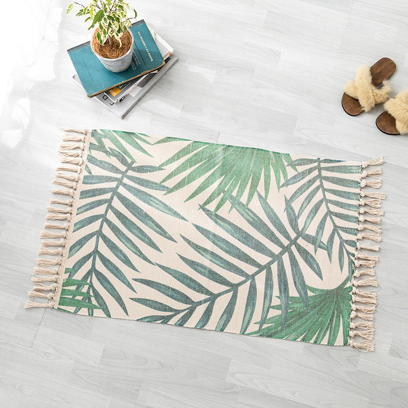 Bohemian Bedroom Rug Multi Color Geo Printed Area Rug Jute Pet Friendly Easy Care Stain-Resistant Carpet with Tassel Green 2' x 2'11" Clearhalo 'Area Rug' 'Bohemian' 'Rugs' Rug' 2317594
