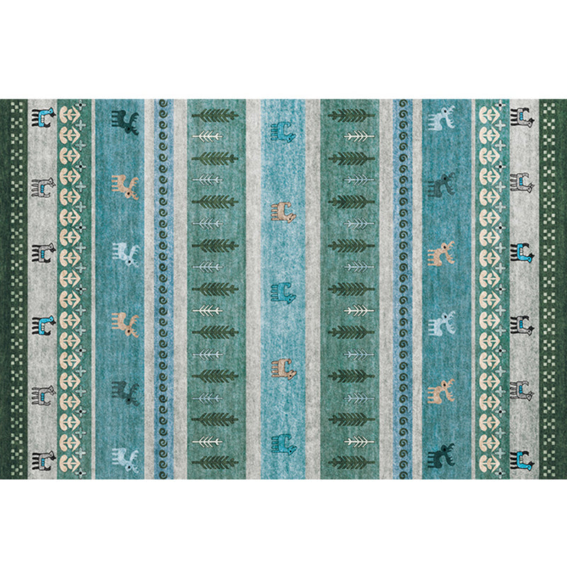 Natural Living Room Rug Multicolor Geo Pattern Indoor Rug Polypropylene Anti-Slip Machine Washable Area Carpet Green Clearhalo 'Area Rug' 'Rugs' 'Southwestern' Rug' 2317665