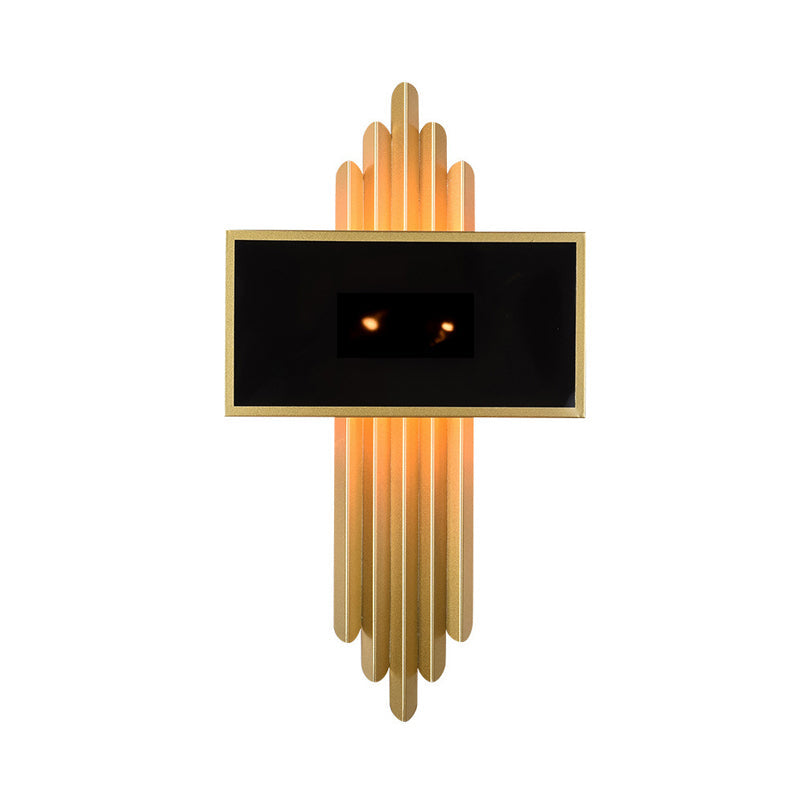 25.5���/37.5��� Wide Brass 1 Light Sconce Light Rustic Fabric Rectangle Wall Lighting Fixture for Living Room Clearhalo 'Wall Lamps & Sconces' 'Wall Lights' Lighting' 231852