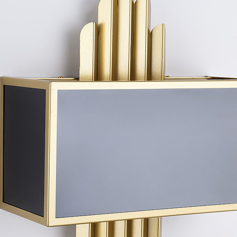 25.5���/37.5��� Wide Brass 1 Light Sconce Light Rustic Fabric Rectangle Wall Lighting Fixture for Living Room Clearhalo 'Wall Lamps & Sconces' 'Wall Lights' Lighting' 231854