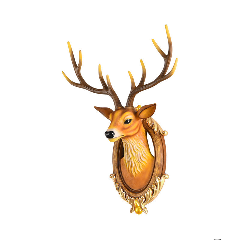 Resin Deer Head Sconce Light Country 16���/18.5��� W LED Living Room Wall Mounted Lamp in Black/White/Wood Clearhalo 'Wall Lamps & Sconces' 'Wall Lights' Lighting' 232460