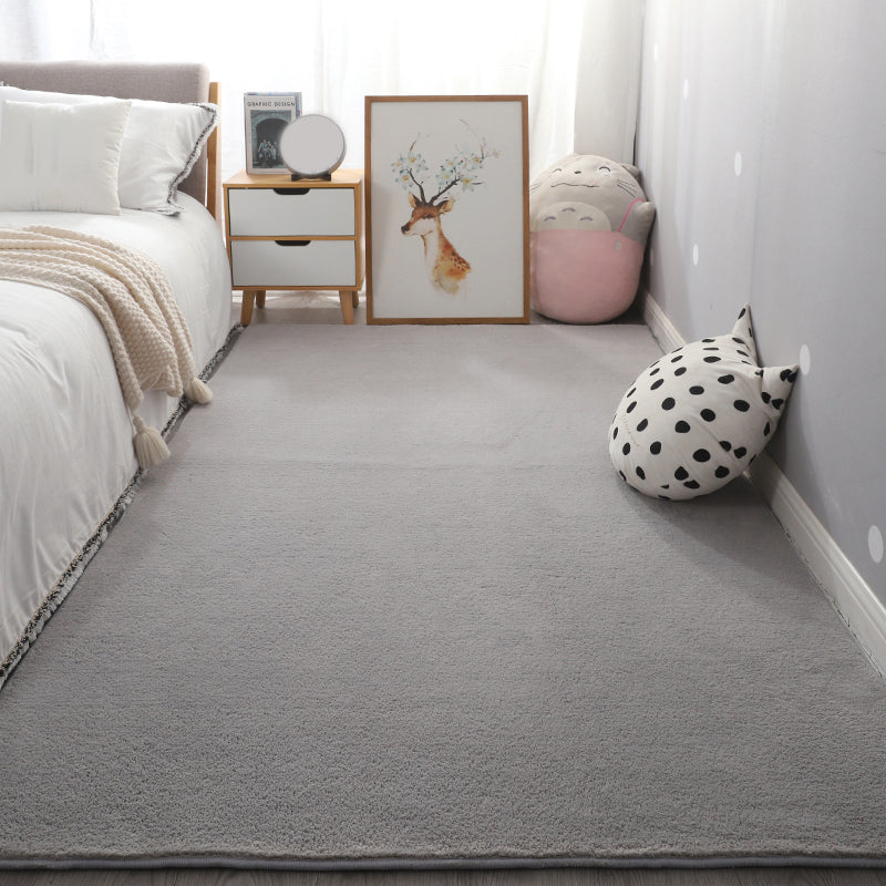 Simple Bedroom Rug Multi Color Solid Color Rug Cotton Blend Anti-Slip Backing Stain-Resistant Pet Friendly Indoor Rug Silver Gray Clearhalo 'Area Rug' 'Casual' 'Rugs' Rug' 2325548