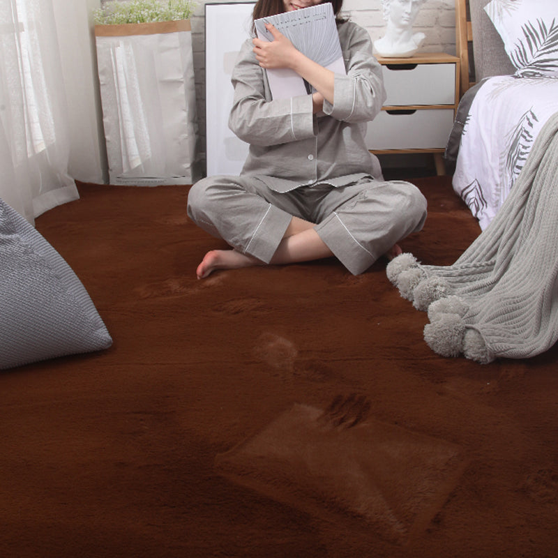 Multi-Color Solid Color Rug Cotton Blend Simple Area Rug Anti-Slip Backing Pet Friendly Easy Care Area Carpet for Home Dark Coffee Clearhalo 'Area Rug' 'Casual' 'Rugs' Rug' 2325635