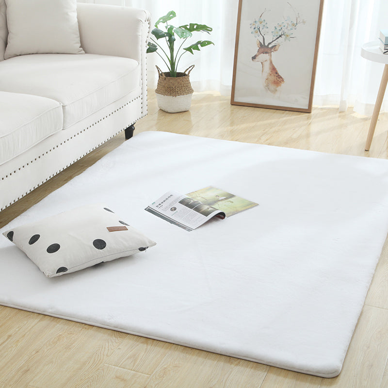 Multi-Color Solid Color Rug Cotton Blend Simple Area Rug Anti-Slip Backing Pet Friendly Easy Care Area Carpet for Home White Clearhalo 'Area Rug' 'Casual' 'Rugs' Rug' 2325645