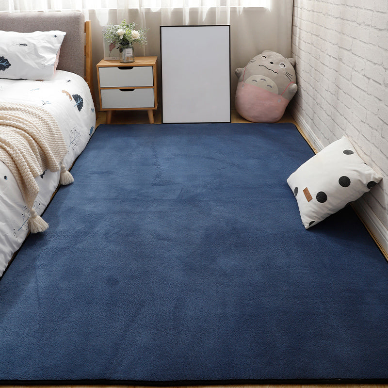 Minimalist Bedroom Rug Multi Color Solid Color Area Rug Cotton Blend Non-Slip Backing Stain-Resistant Easy Care Area Carpet Dark Blue-Black Clearhalo 'Area Rug' 'Casual' 'Rugs' Rug' 2325684