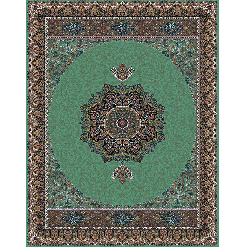 Multi Color Retro Rug Polypropylene Flower Printed Area Carpet Pet Friendly Machine Washable Indoor Rug for Parlor Green Clearhalo 'Area Rug' 'Rugs' 'Vintage' Rug' 2325868