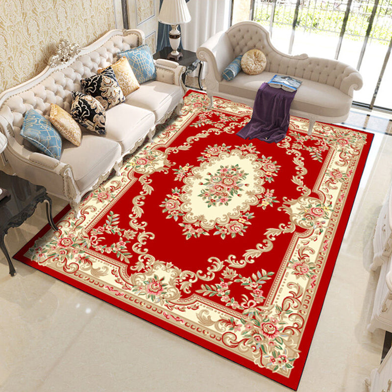 Multi-Color Living Room Rug Western Flower Print Indoor Rug Polypropylene Anti-Slip Pet Friendly Easy Care Carpet Rust Red Clearhalo 'Area Rug' 'Rugs' 'Vintage' Rug' 2325876