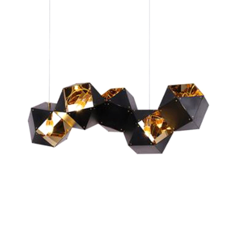 8/12 Heads Multifaceted Metal Chandelier Light Modern Black/White Dining Room Pendant Light Fixture 5 Black Clearhalo 'Ceiling Lights' 'Chandeliers' 'Modern Chandeliers' 'Modern' Lighting' 2326358