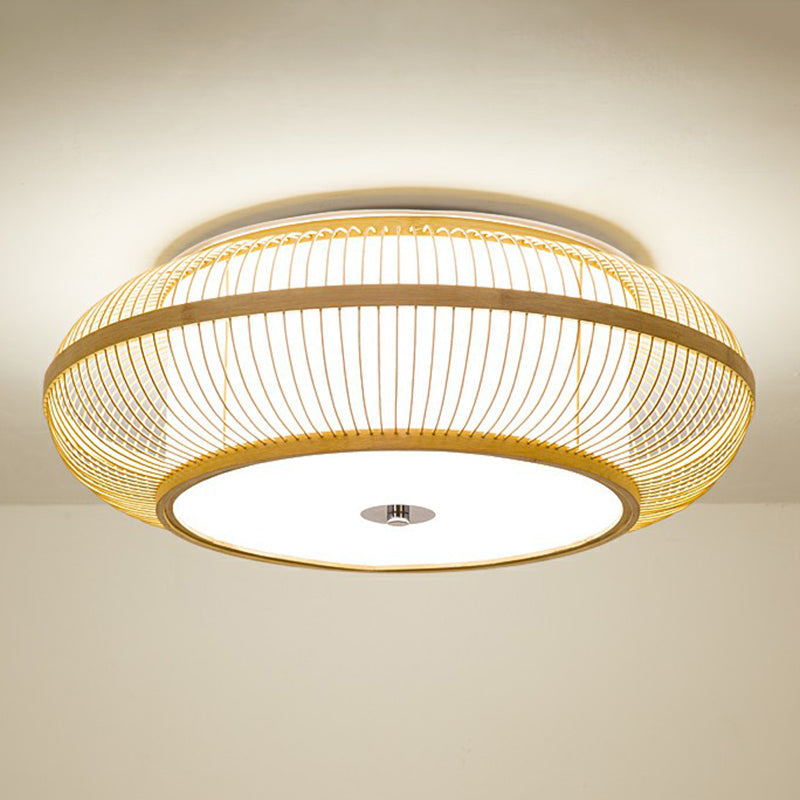 Round Aisle Ceiling Flush Light Bamboo 1 Head Minimalistic Flushmount Light in Wood Clearhalo 'Ceiling Lights' 'Close To Ceiling Lights' 'Close to ceiling' 'Flush mount' Lighting' 2326388