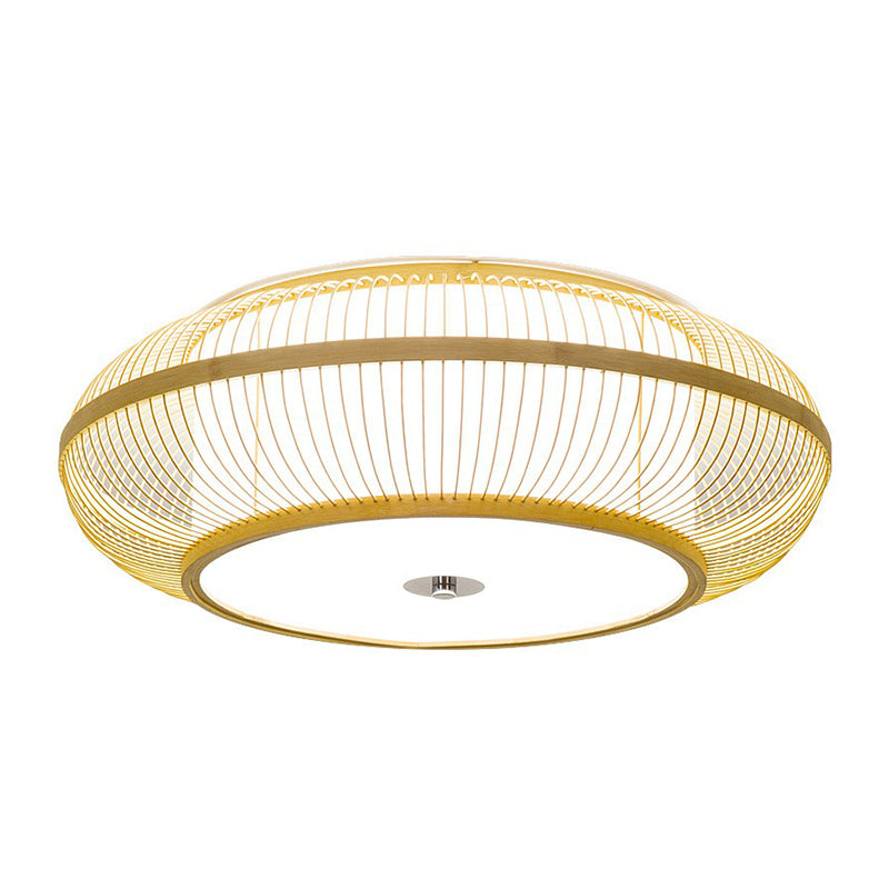 Round Aisle Ceiling Flush Light Bamboo 1 Head Minimalistic Flushmount Light in Wood Clearhalo 'Ceiling Lights' 'Close To Ceiling Lights' 'Close to ceiling' 'Flush mount' Lighting' 2326389