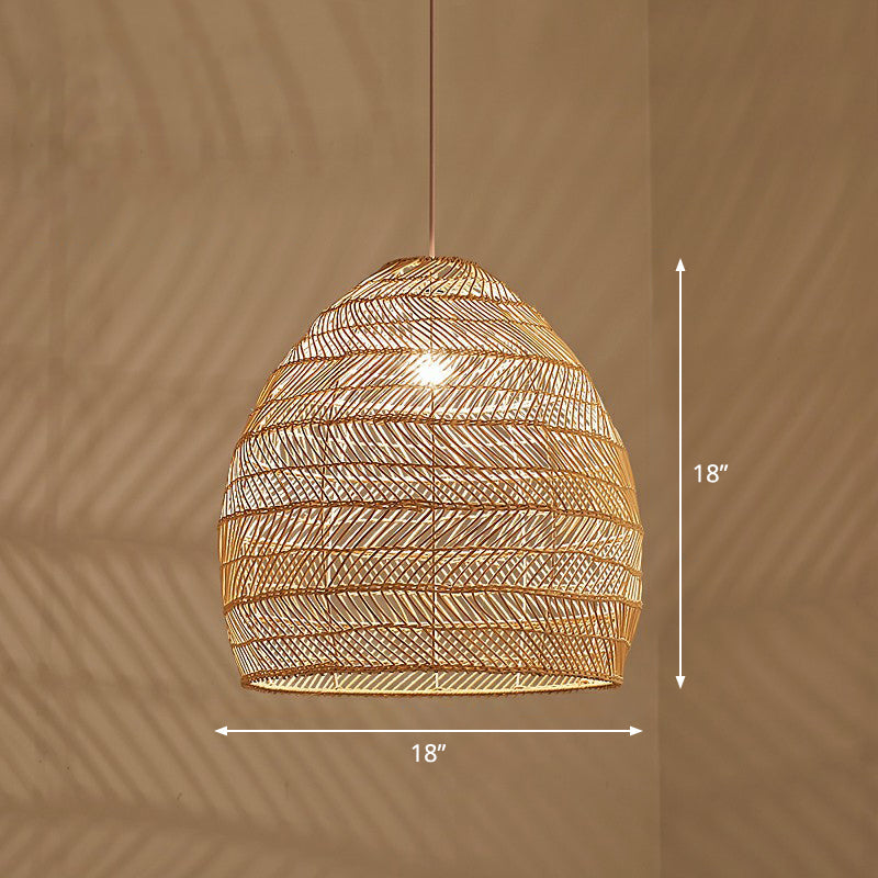 Single-Bulb Restaurant Hanging Lamp Minimalist Ceiling Light with Cloche Rattan Shade Clearhalo 'Ceiling Lights' 'Pendant Lights' 'Pendants' Lighting' 2326467