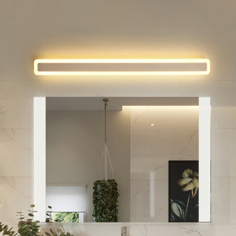 Bar Shaped Vanity Light Minimalist Acrylic Bathroom LED Wall Mounted Light in White Clearhalo 'Modern wall lights' 'Modern' 'Vanity Lights' 'Wall Lights' Lighting' 2326681