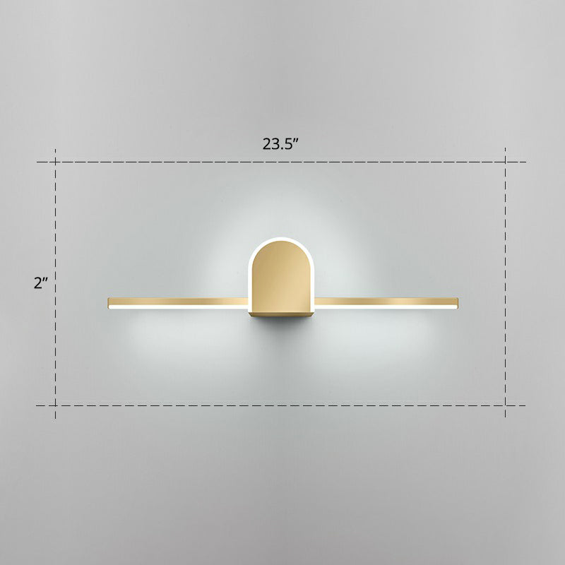 Acrylic Linear LED Vanity Sconce Light Minimalism Gold Finish Wall Lighting for Bathroom Gold 23.5" Semicircle Clearhalo 'Cast Iron' 'Glass' 'Industrial' 'Modern wall lights' 'Modern' 'Tiffany' 'Traditional wall lights' 'Vanity Lights' 'Wall Lights' Lighting' 2326708