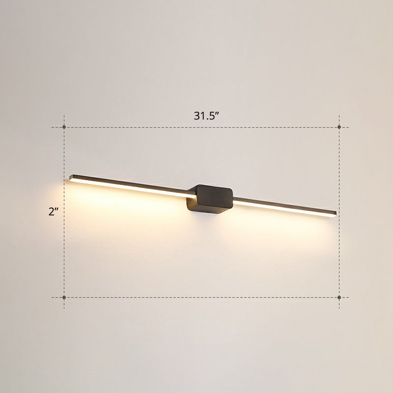 Pole Shaped Bathroom Vanity Wall Lamp Acrylic Minimalistic LED Wall Mounted Light Black 31.5" Warm Clearhalo 'Cast Iron' 'Glass' 'Industrial' 'Modern wall lights' 'Modern' 'Tiffany' 'Traditional wall lights' 'Vanity Lights' 'Wall Lights' Lighting' 2326725