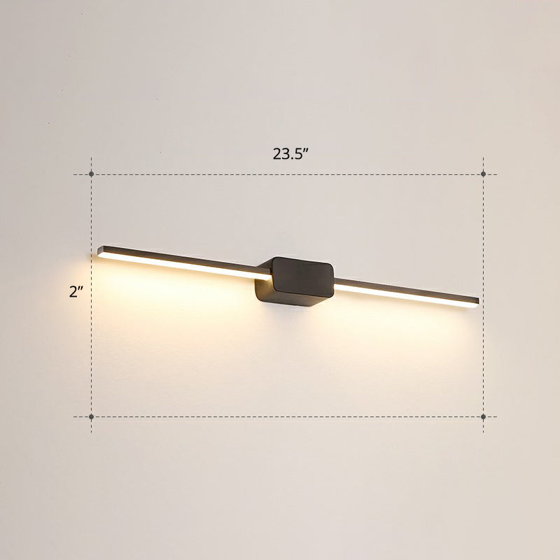 Pole Shaped Bathroom Vanity Wall Lamp Acrylic Minimalistic LED Wall Mounted Light Black 23.5" Warm Clearhalo 'Cast Iron' 'Glass' 'Industrial' 'Modern wall lights' 'Modern' 'Tiffany' 'Traditional wall lights' 'Vanity Lights' 'Wall Lights' Lighting' 2326728
