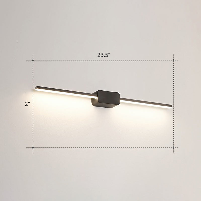 Pole Shaped Bathroom Vanity Wall Lamp Acrylic Minimalistic LED Wall Mounted Light Black 23.5" Third Gear Clearhalo 'Cast Iron' 'Glass' 'Industrial' 'Modern wall lights' 'Modern' 'Tiffany' 'Traditional wall lights' 'Vanity Lights' 'Wall Lights' Lighting' 2326729