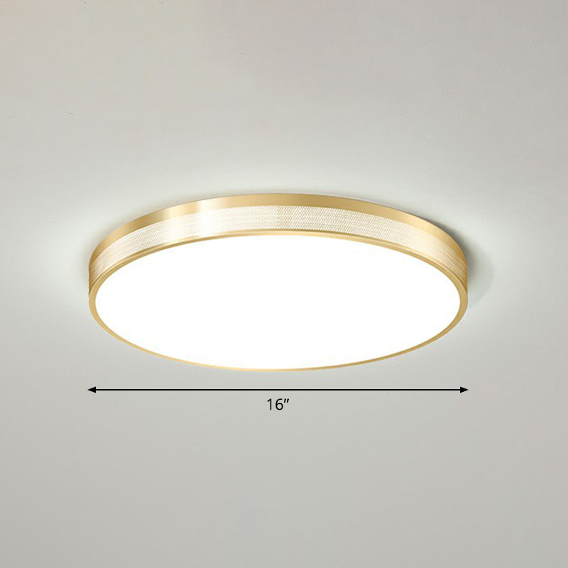 Geometric Shaped Metal Ceiling Flush Light Minimalist LED Flush Mounted Lamp with Mesh Side Gold Small Round Clearhalo 'Ceiling Lights' 'Close To Ceiling Lights' 'Close to ceiling' 'Flush mount' Lighting' 2326766