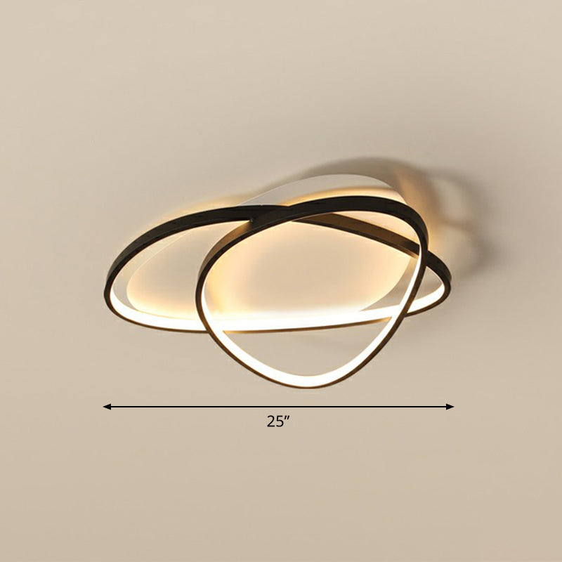 Pebblestone Shaped Ceiling Lamp Simple Metal Black LED Flush Light Fixture for Hotel Black 25" Warm Clearhalo 'Ceiling Lights' 'Close To Ceiling Lights' 'Close to ceiling' 'Flush mount' Lighting' 2326776