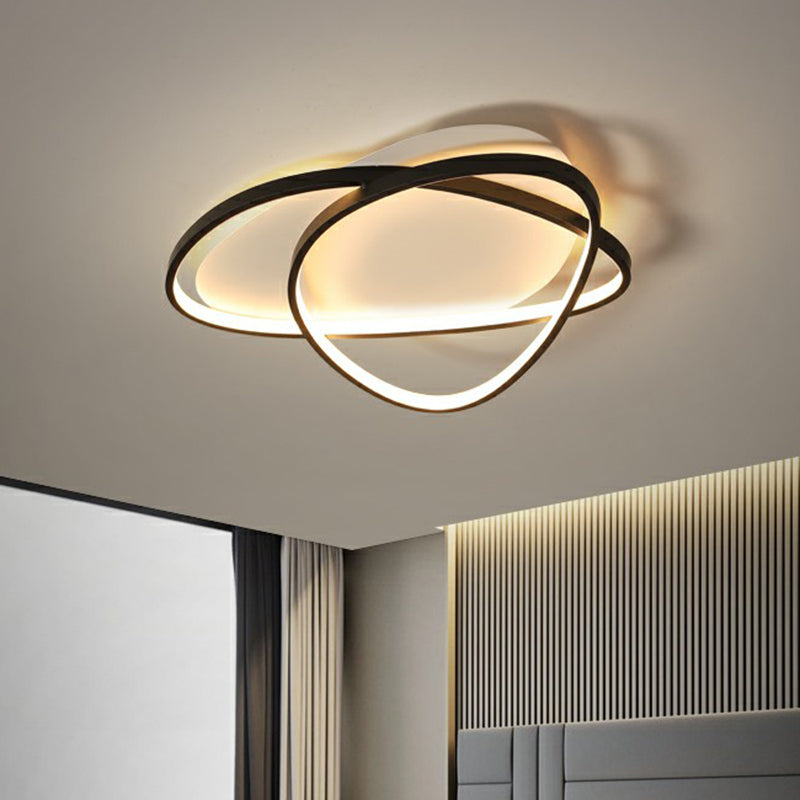 Pebblestone Shaped Ceiling Lamp Simple Metal Black LED Flush Light Fixture for Hotel Clearhalo 'Ceiling Lights' 'Close To Ceiling Lights' 'Close to ceiling' 'Flush mount' Lighting' 2326780