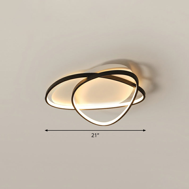 Pebblestone Shaped Ceiling Lamp Simple Metal Black LED Flush Light Fixture for Hotel Black 21" Third Gear Clearhalo 'Ceiling Lights' 'Close To Ceiling Lights' 'Close to ceiling' 'Flush mount' Lighting' 2326781