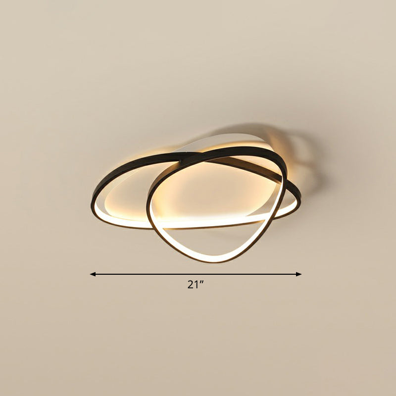 Pebblestone Shaped Ceiling Lamp Simple Metal Black LED Flush Light Fixture for Hotel Black 21" Remote Control Stepless Dimming Clearhalo 'Ceiling Lights' 'Close To Ceiling Lights' 'Close to ceiling' 'Flush mount' Lighting' 2326785