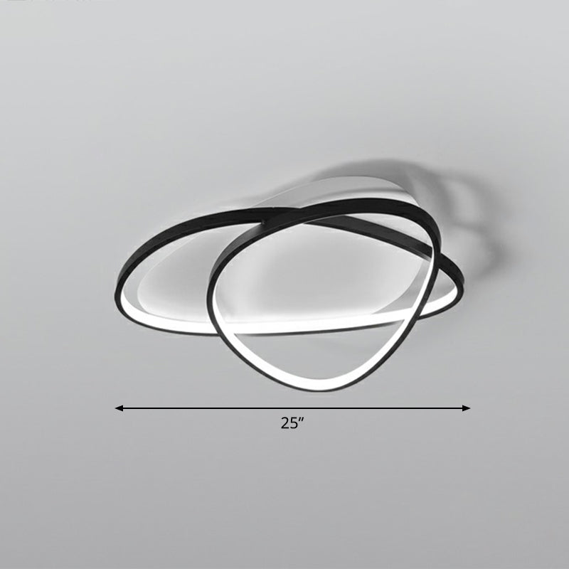 Pebblestone Shaped Ceiling Lamp Simple Metal Black LED Flush Light Fixture for Hotel Black 25" White Clearhalo 'Ceiling Lights' 'Close To Ceiling Lights' 'Close to ceiling' 'Flush mount' Lighting' 2326786