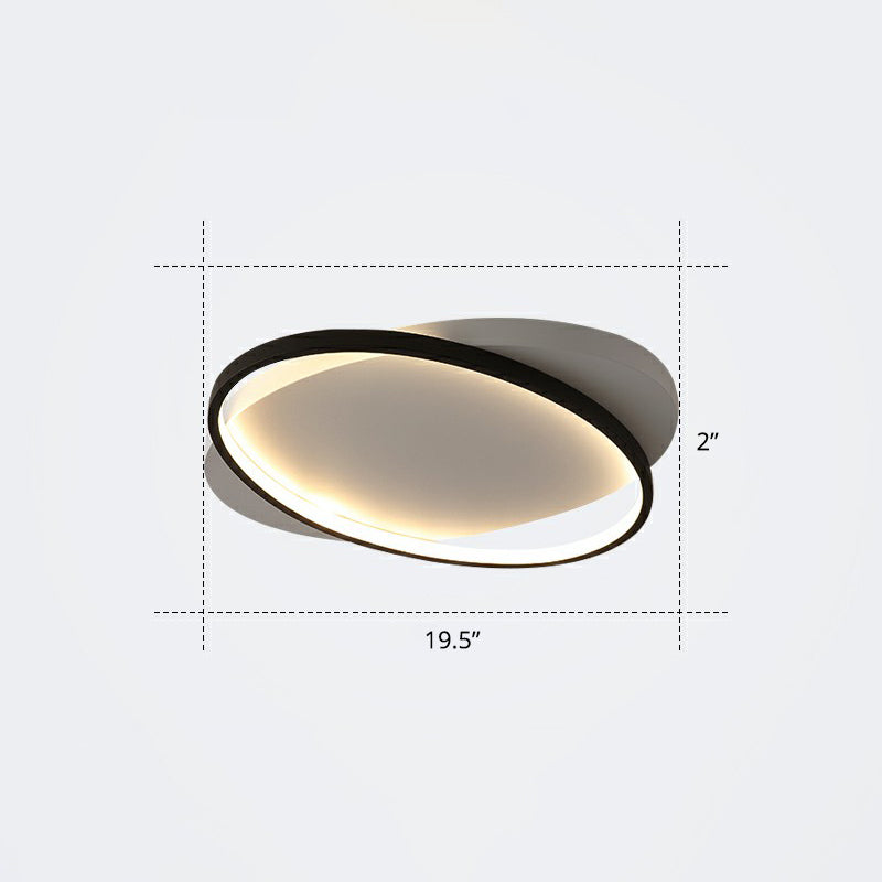 Metal Ellipse Flush Mount Lamp Minimalism Led Surface Mount Ceiling Light for Foyer White 19.5" Warm Clearhalo 'Ceiling Lights' 'Close To Ceiling Lights' 'Close to ceiling' 'Flush mount' Lighting' 2326807