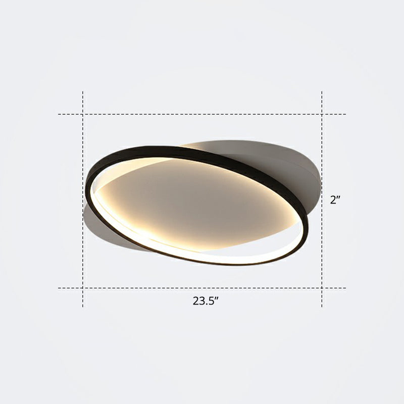 Metal Ellipse Flush Mount Lamp Minimalism Led Surface Mount Ceiling Light for Foyer White 23.5" White Clearhalo 'Ceiling Lights' 'Close To Ceiling Lights' 'Close to ceiling' 'Flush mount' Lighting' 2326814