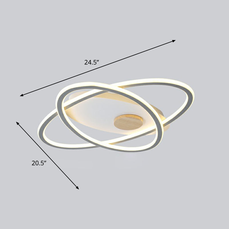 Oval Flush Mount Ceiling Lighting Fixture Simplicity Acrylic LED Flush Mount for Bedroom Grey 20.5"(53cm) Remote Control Stepless Dimming Clearhalo 'Ceiling Lights' 'Close To Ceiling Lights' 'Close to ceiling' 'Semi-flushmount' Lighting' 2326830